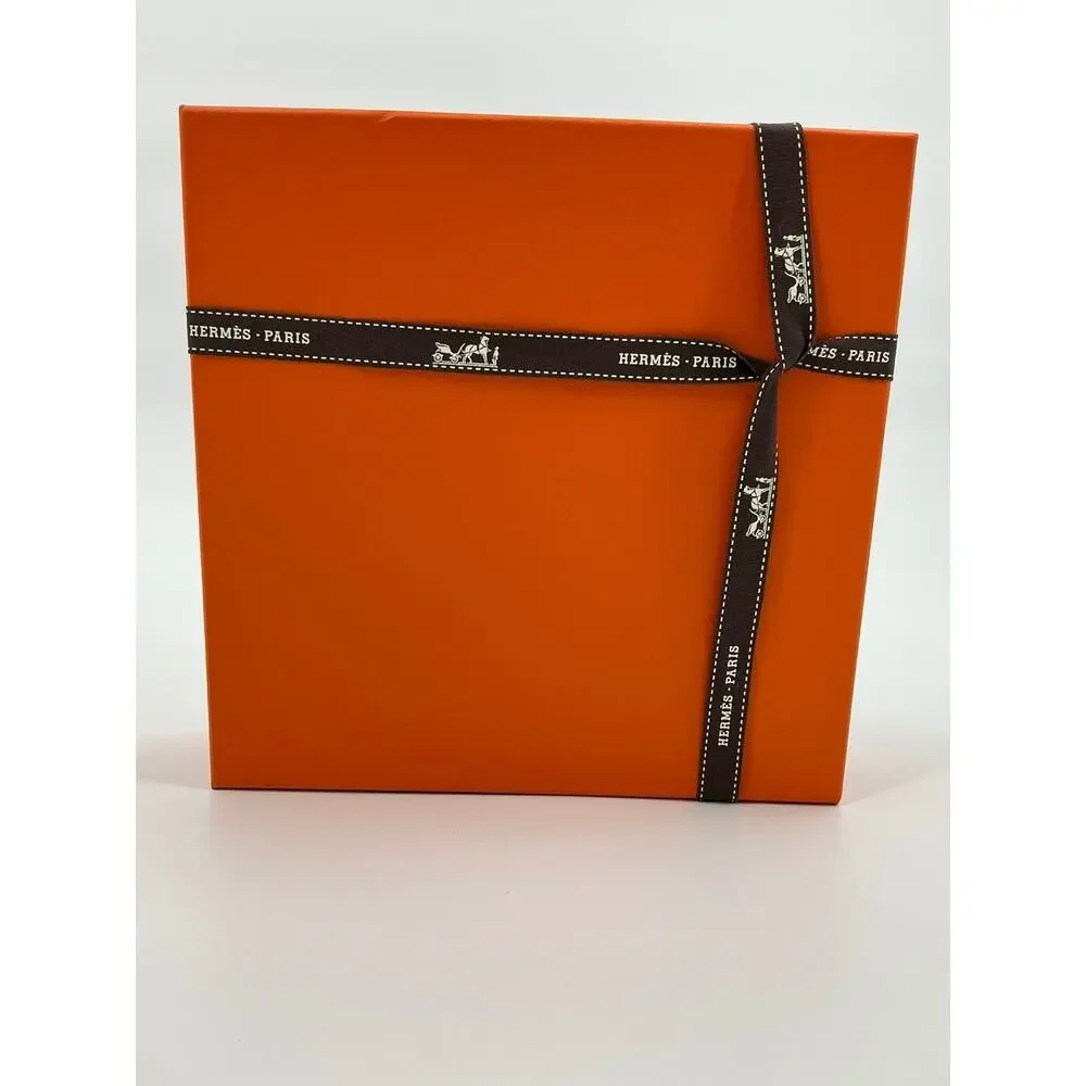 Hermès Paris Orange Square Gift Box 9.25in Ribbon Tissue EMPTY BOX ONLY